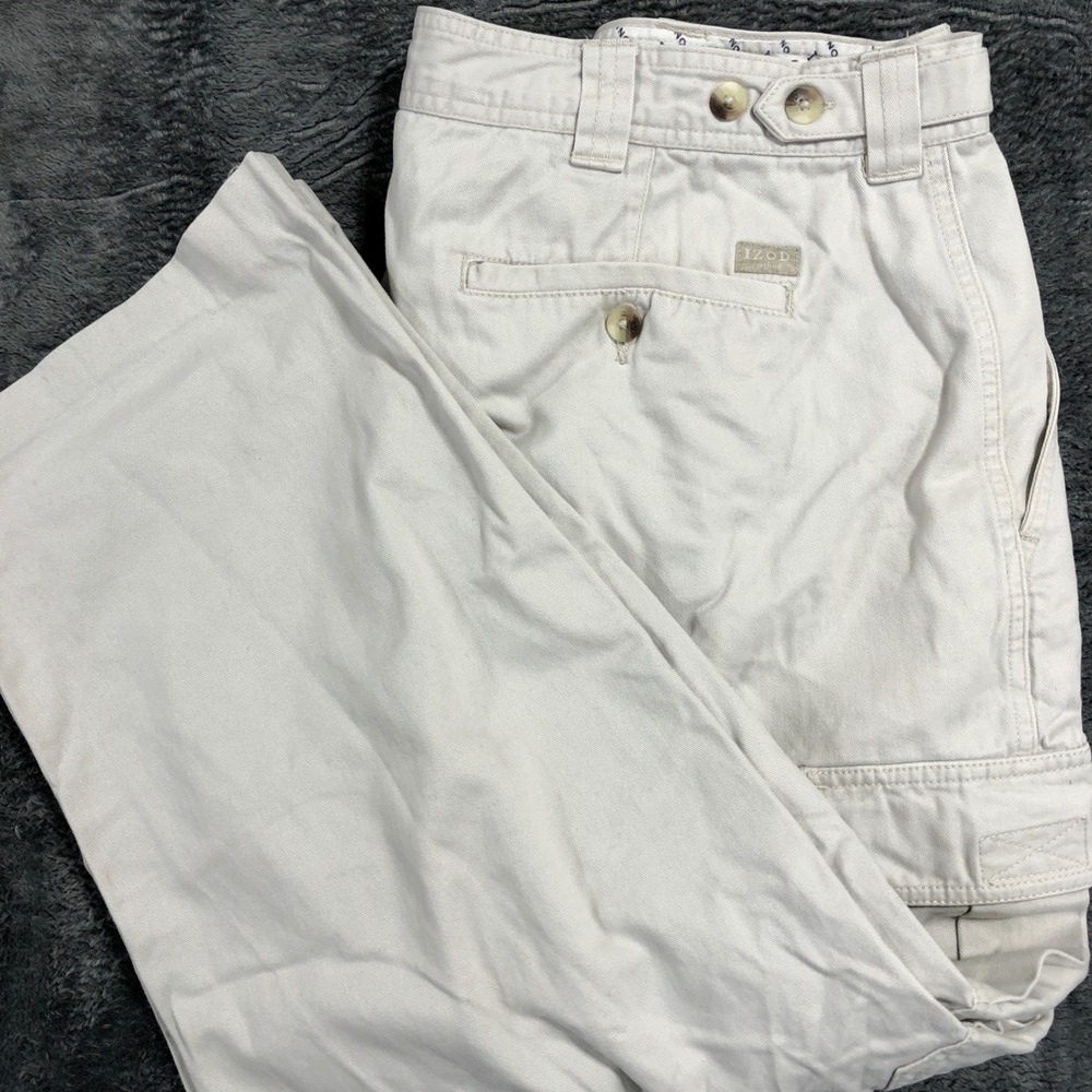 IZOD Chino Pants Men 44x26 Beige Straight Leg‎ Cotton Stone Khakis